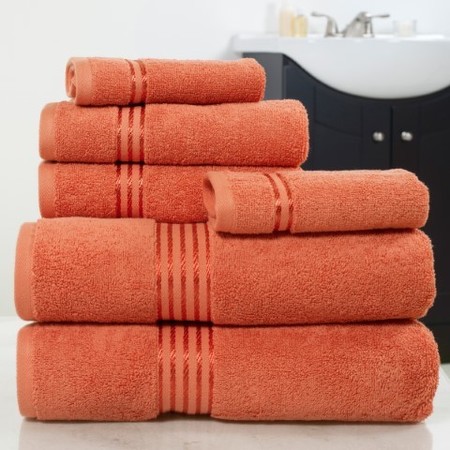 HASTINGS HOME Hastings Home 100 Percent Cotton Hotel 6 Piece Towel Set - Brick 600438LWD